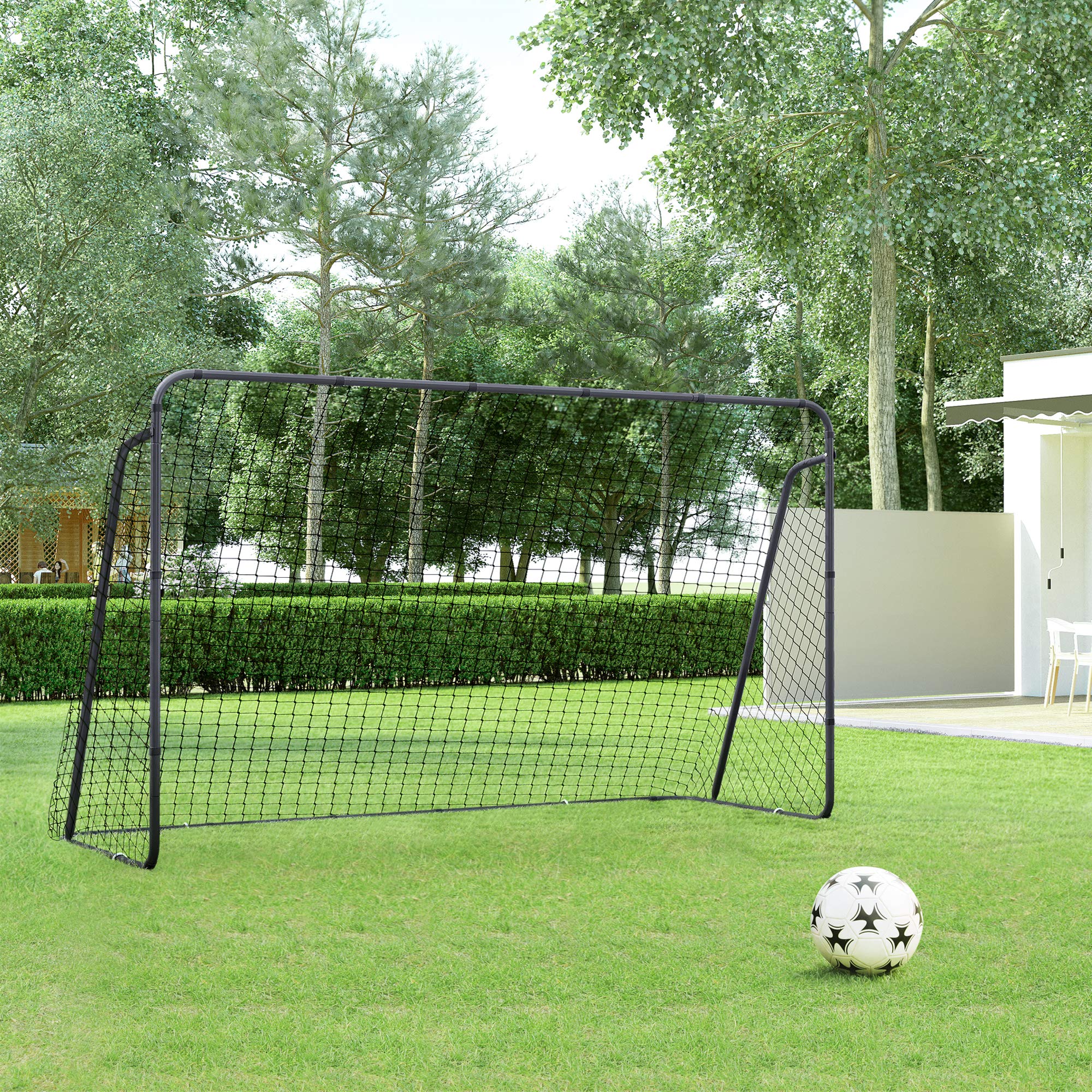 SONGMICS Children's Soccer Goal 12 x 6 Foot, in Garden, Courtyard, Park, Beach, Metal Pipes and PE Net, Quick Assembly, Black USZQ366B01V1