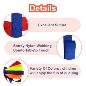 Walking Rope for Preschool Line Up Rope with Rings for Kids Toddlers to Walk Together Safety Daycare Leash Straps with Handles Teachers School Belt Colorful Line Holder (12 Children & 2 Adult)