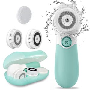 facial cleansing brush electric facial exfoliating massage brush with 3 cleanser heads and 2 speeds adjustable for deep cleaning, removing blackhead, face massaging