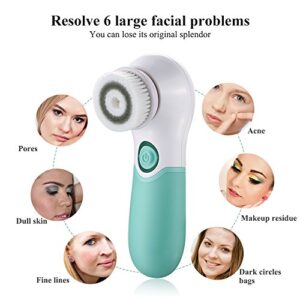 Facial Cleansing Brush Electric Facial Exfoliating Massage Brush with 3 Cleanser Heads and 2 Speeds Adjustable for Deep Cleaning, Removing Blackhead, Face Massaging