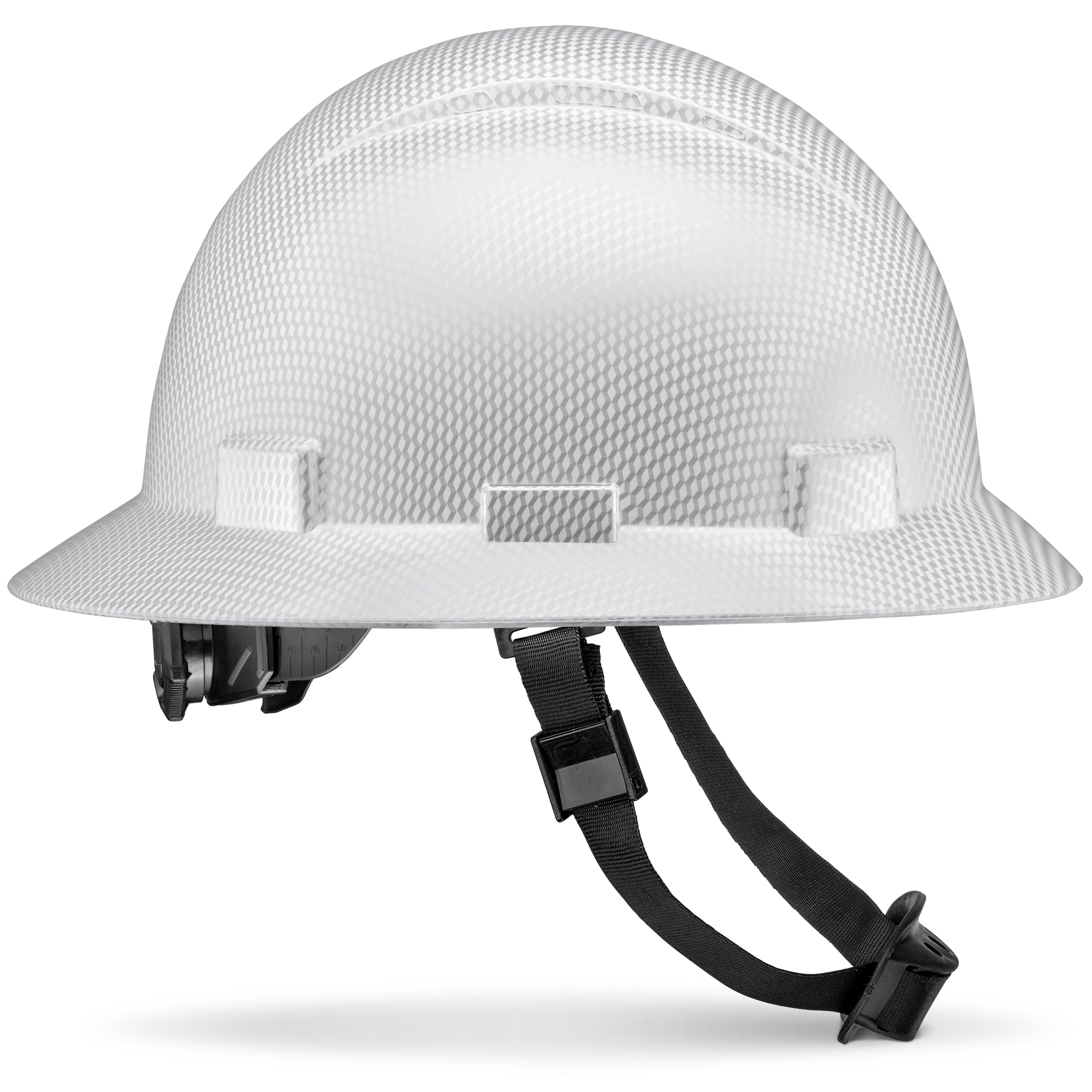 Acerpal Full Brim Non-Vented Ice Cube Platinum Carbon Fiber Design Matte Finish OSHA Hard Hat with 6-Point Suspension