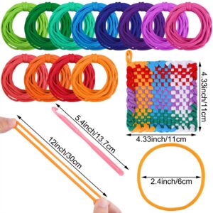 Aodaer 288 Pieces Loom Weaving Craft Loops Refill Elastic Potholder Loops with Multiple Colors for DIY Crafts Supplies, Compatible with 7 Inch Weaving Loom