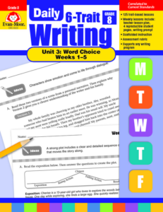 daily 6 trait writing bundle, grade 8, unit 3 word choice, weeks 1 5