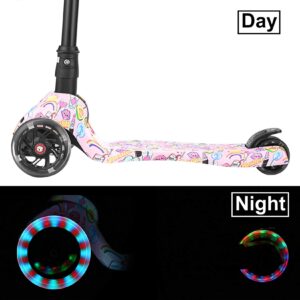 WeSkate Kids Scooter, 3 Wheel Scooter for Kids with Foldable Adjustable Height, Learn to Steer with PU LED Flashing Wheels for Child Age 3-12