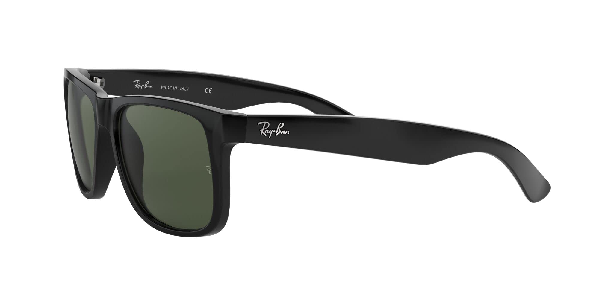 Ray-Ban RB4165F Justin Low Bridge Fit Rectangular Sunglasses, Rubber Transparent Grey/Dark Grey, 55 mm