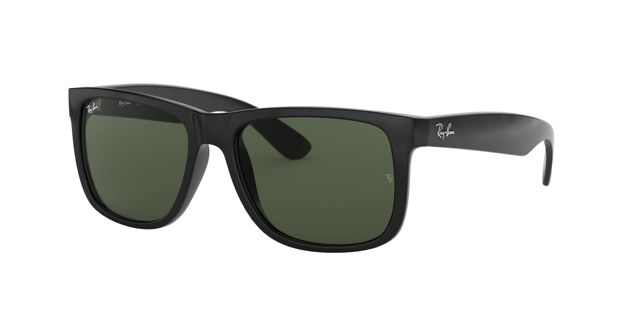 Ray-Ban RB4165F Justin Low Bridge Fit Rectangular Sunglasses, Rubber Transparent Grey/Dark Grey, 55 mm