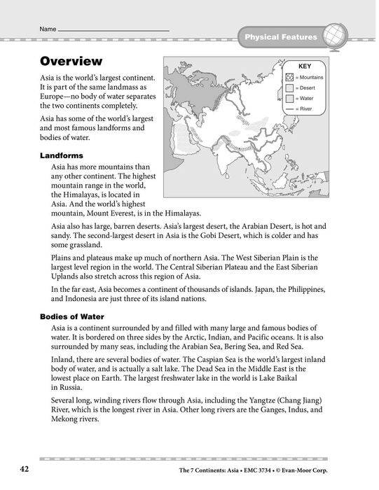 Asia: Physical Features: Overview & Review