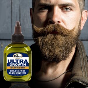 Difeel Mens Ultra Growth Basil and Castor Beard Oil 2.5 oz. - Natural Beard Oil for Hair Growth