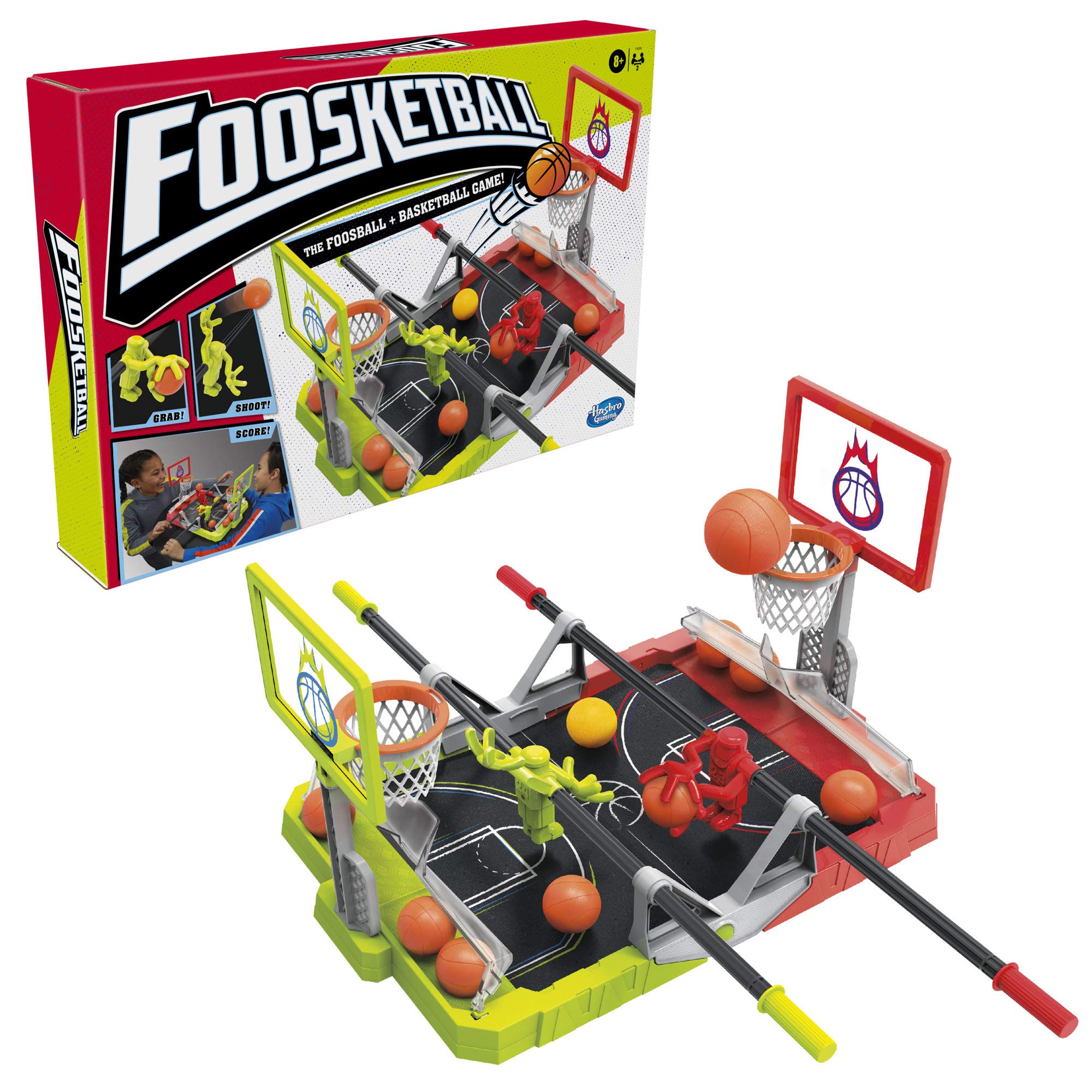 Hasbro Gaming Foosketball, The Foosball Plus Basketball Shoot and Score not searched Tabletop Game for Kids Ages 8 and Up, for 2 Players