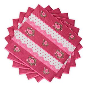 royal bluebonnet napkins - 100 paper napkins - pink and white rose flower theme – napkins disposable, napkins, napkins paper