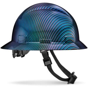 Acerpal Full Brim Non-Vented Color Weave Carbon Fiber Design Gloss Finish OSHA Hard Hat with 6-Point Suspension