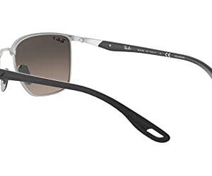 Ray-Ban RB3673M Scuderia Collection Square Sunglasses, Red Ferrari On Silver/Chromance Grey Mirrored Grey Gradient Polarized, 56 mm