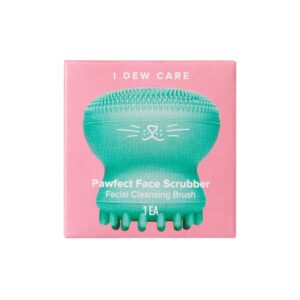 i dew care cleansing tool - pawfect face scrubber | 3-in-1 cute silicone pore cleanser, exfoliator, and massager with sponge