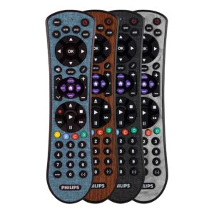 philips universal remote control for samsung, vizio, lg, sony, sharp, roku, apple tv, tcl, panasonic, smart tvs, streaming players, blu-ray, dvd, 4 device, teal, srp4320t/27