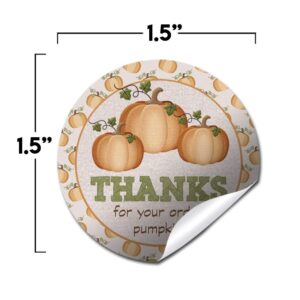 Thanks for Your Order Pumpkin! Fall Themed Thank You Customer Appreciation Sticker Labels for Small Businesses, 60 1.5" Circle Stickers by AmandaCreation, for Envelopes, Postcards, Direct Mail, More!