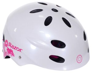razor v-12 child multi sport helmet, pearl white, one size
