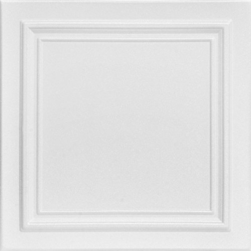 A La Maison Ceilings R24 Line Art Foam Glue-up Ceiling Tile (128 sq. ft./Case), Pack of 48, Plain White