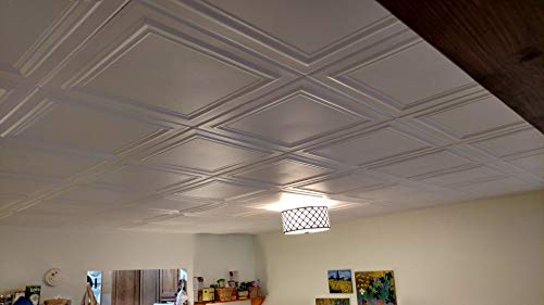 A La Maison Ceilings R24 Line Art Foam Glue-up Ceiling Tile (128 sq. ft./Case), Pack of 48, Plain White