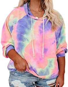 vislily plus size hoodies for women 4x color block fall sweaters zq 26w
