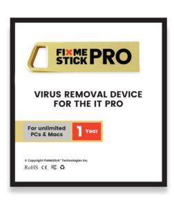 fixmestick pro virus removal for business - unlimited use on unlimited laptops and desktops (pcs and macs) for 1 year - works with your antivirus