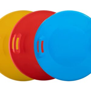 Superio Round Kids Snow Saucer Sled Blue,Red and Yellow 3 Pack Plastic Winter Sleds for Adults and Kids Outdoor Winter Fun
