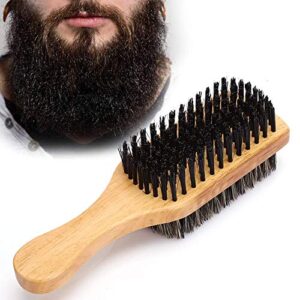 beard brush hairbrush shaving brushes, wooden double-sided extra soft horse mane hair professional beard brush for daily beard care men(m)