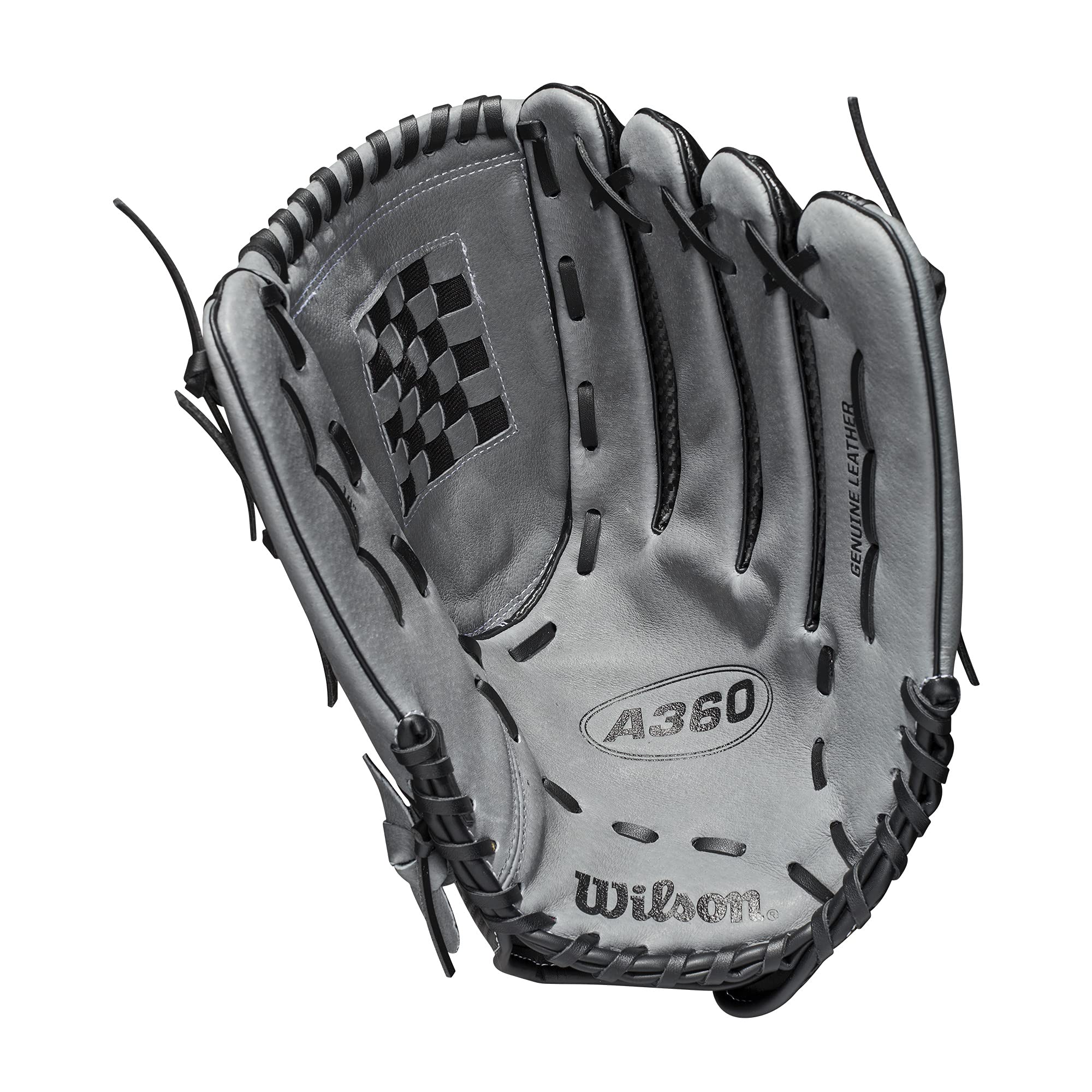 Wilson 2021 A360 SP14 14" Slowpitch Softball Glove - Right Hand Throw, Black/Grey