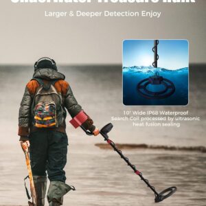 Professional Metal Detector for Adults Waterproof, Gold Metales Detectors Lightweight with LCD Display, Pinpoint & Disc & Notch & All Metal 5 Modes, Set of Metal Detector, Battery Included