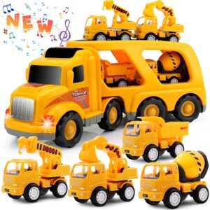 nicmore construction truck toddler toys car: toys for 2 3 4 year old boy 5 in 1 carrier toys for kids age 2-3 2-4 3-5 | 18 months 2 year old boy christmas birthday gifts