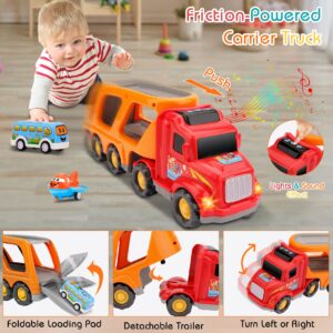 Nicmore Carrier Truck Toddler Toys Car: Toys for 2 3 4 Year Old Boy 5 in 1 Transport Toys for Kids Age 2-3 2-4 | 18 Months 2 Year Old Boy Girl Birthday Gifts