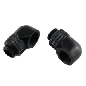 e-outstanding 2pcs g1/4" male to female extender fitting 2pcs black 90 degree elbow thread rotary connector adapter for computer water cooling system