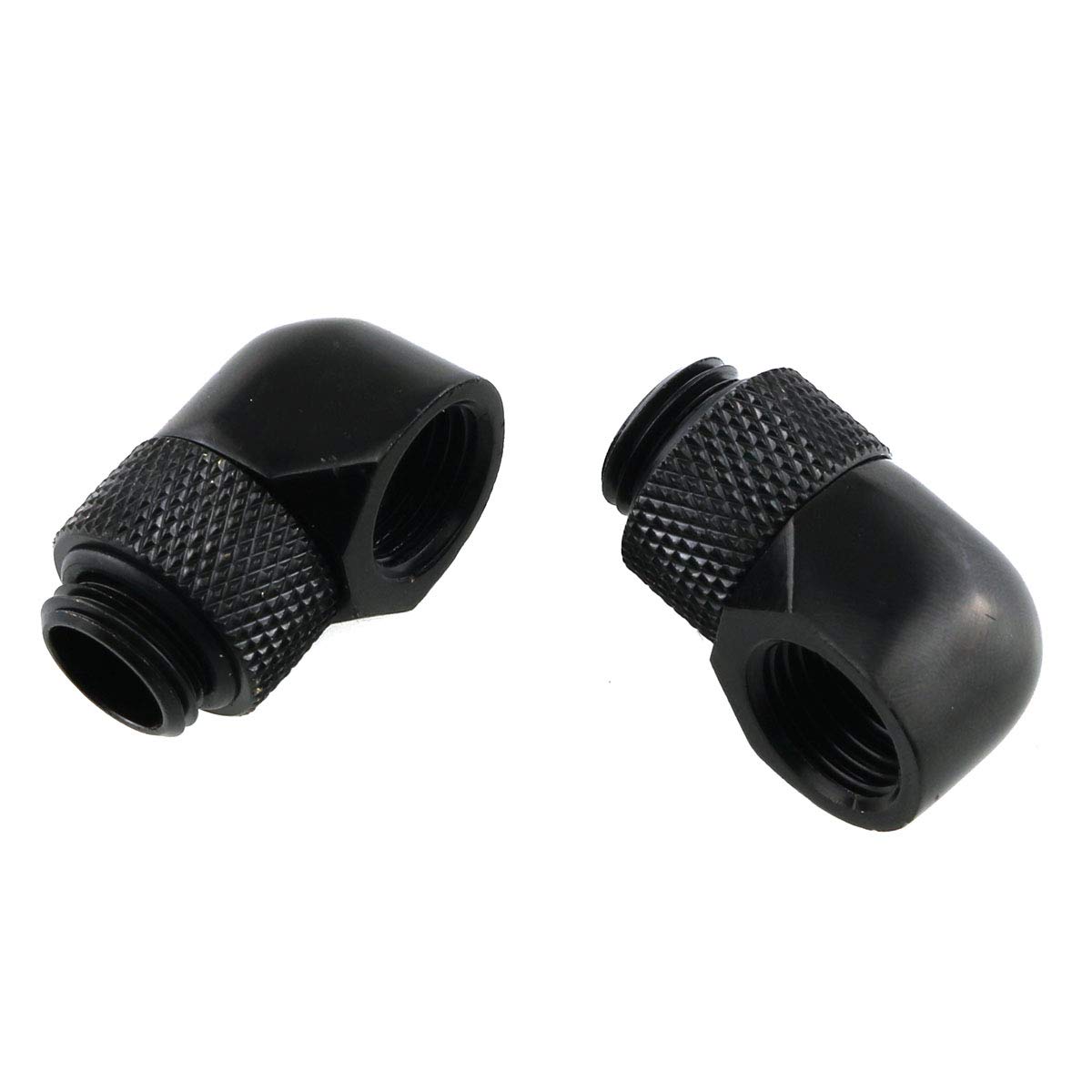 E-outstanding 2PCS G1/4" Male to Female Extender Fitting 2PCS Black 90 Degree Elbow Thread Rotary Connector Adapter for Computer Water Cooling System