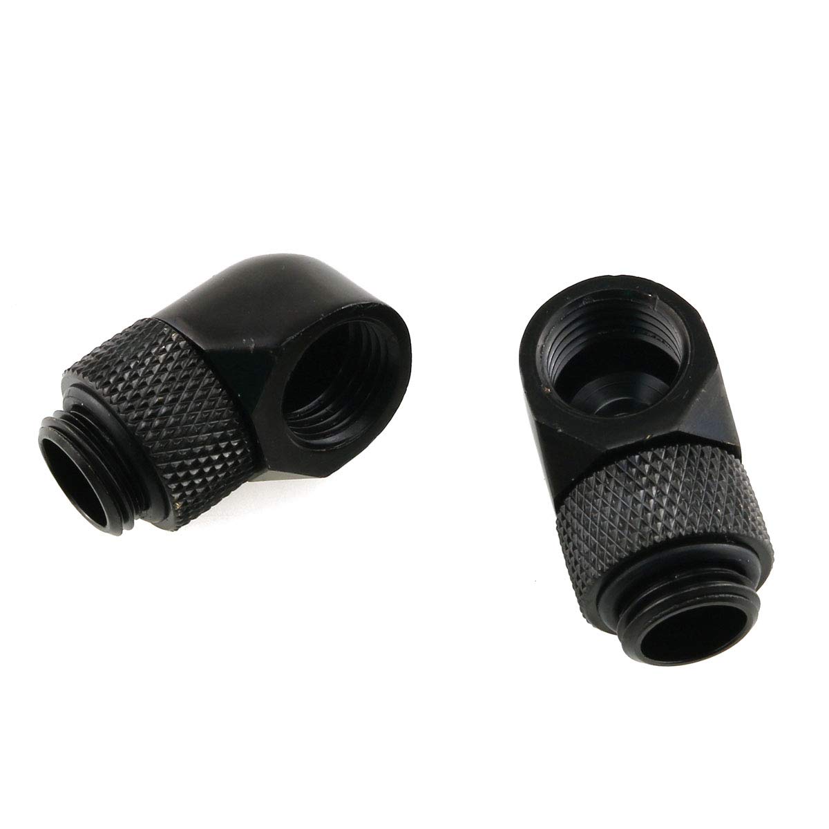 E-outstanding 2PCS G1/4" Male to Female Extender Fitting 2PCS Black 90 Degree Elbow Thread Rotary Connector Adapter for Computer Water Cooling System