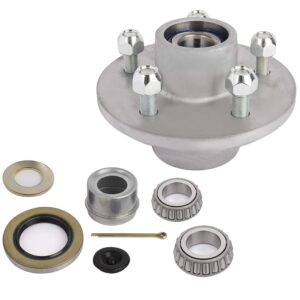 eccpp boat trailer hub kit 5 bolt 1 1/16 x 1 3/8 44649 x 68149 silver tapered spindle galvanized 3500lb