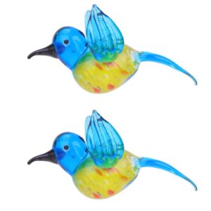 YARNOW 2Pcs Glass Hummingbird Ornaments Crystal Animal Ornament Collection for Home Garden Office Desktop Decoration