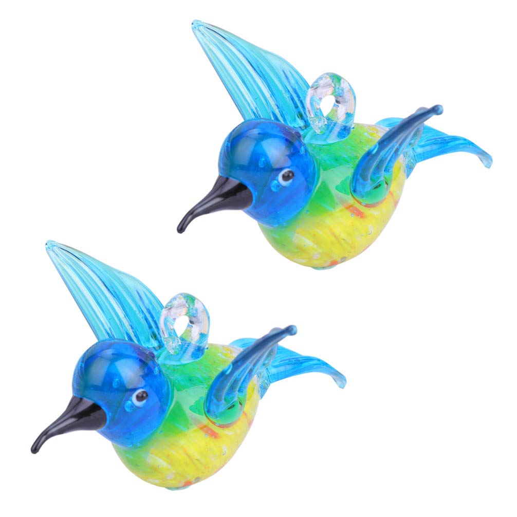 YARNOW 2Pcs Glass Hummingbird Ornaments Crystal Animal Ornament Collection for Home Garden Office Desktop Decoration