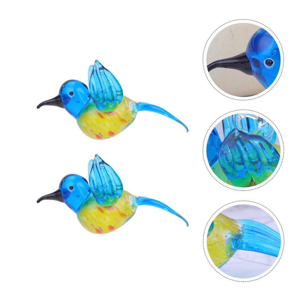 YARNOW 2Pcs Glass Hummingbird Ornaments Crystal Animal Ornament Collection for Home Garden Office Desktop Decoration