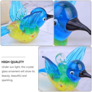 YARNOW 2Pcs Glass Hummingbird Ornaments Crystal Animal Ornament Collection for Home Garden Office Desktop Decoration