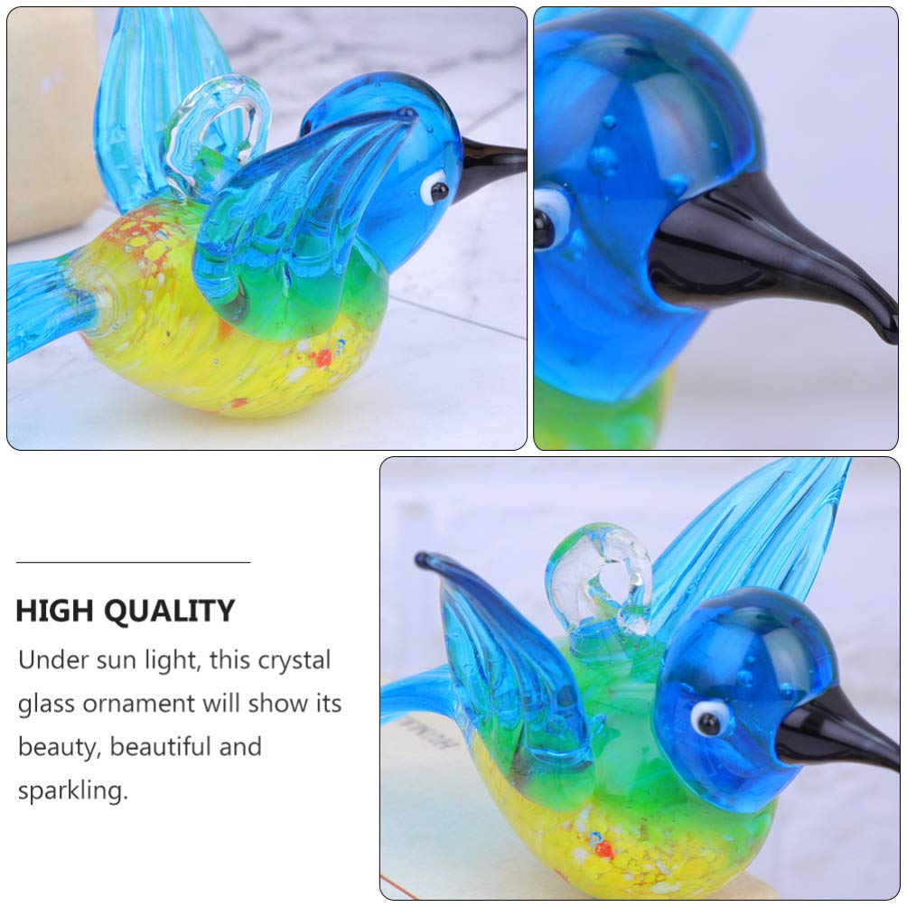 YARNOW 2Pcs Glass Hummingbird Ornaments Crystal Animal Ornament Collection for Home Garden Office Desktop Decoration