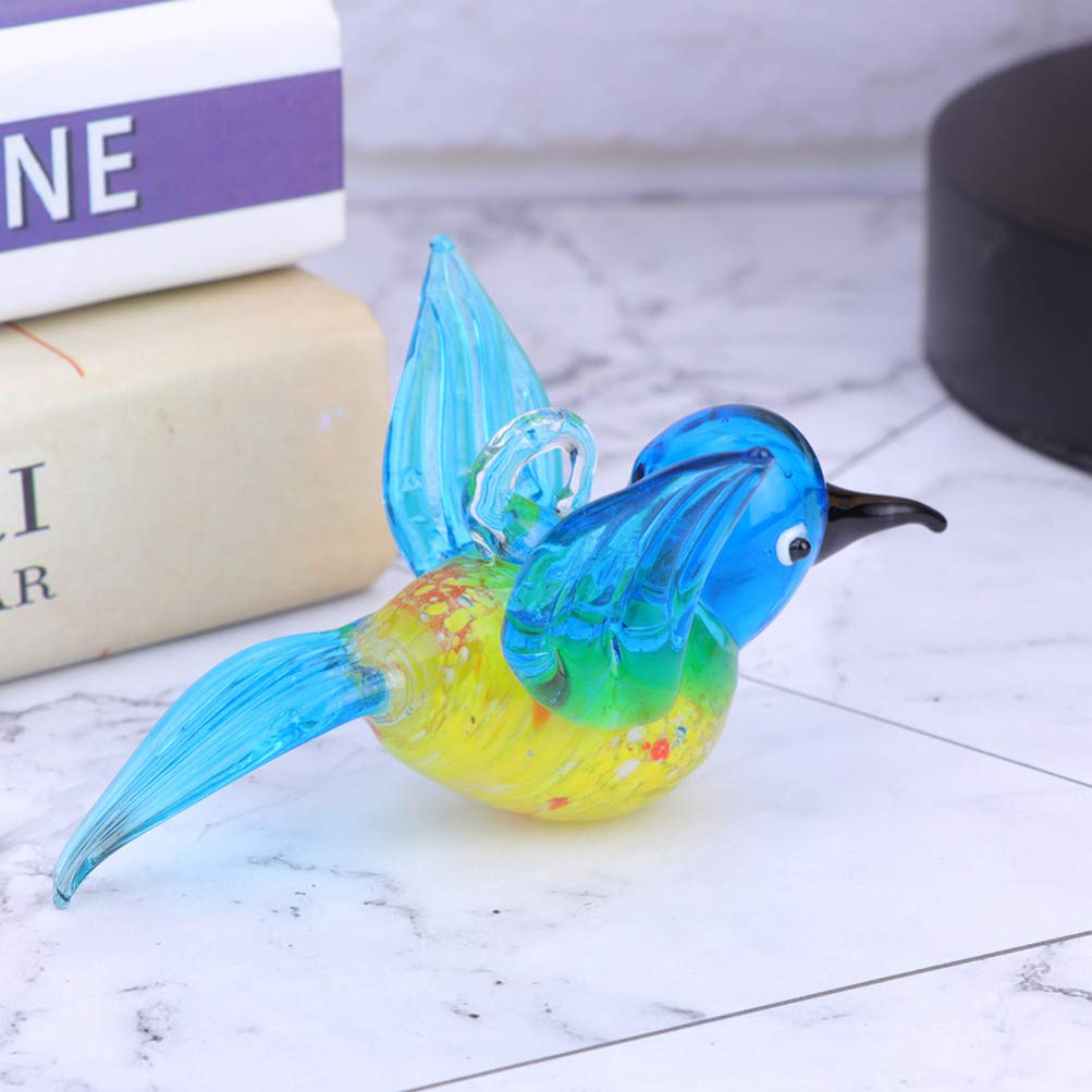 YARNOW 2Pcs Glass Hummingbird Ornaments Crystal Animal Ornament Collection for Home Garden Office Desktop Decoration