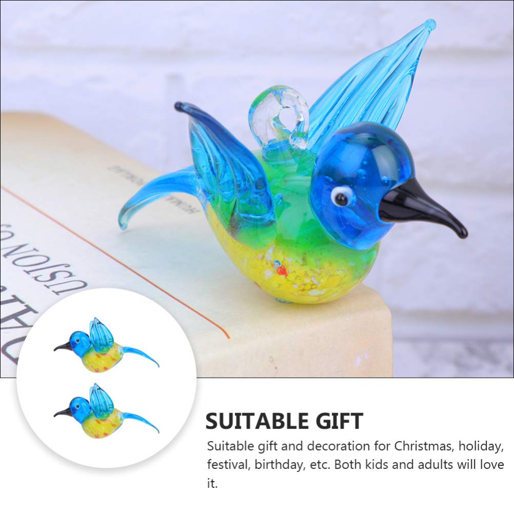 YARNOW 2Pcs Glass Hummingbird Ornaments Crystal Animal Ornament Collection for Home Garden Office Desktop Decoration