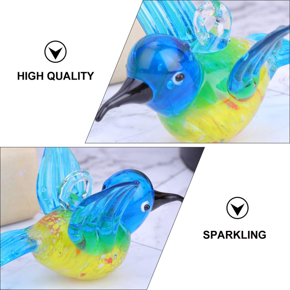 YARNOW 2Pcs Glass Hummingbird Ornaments Crystal Animal Ornament Collection for Home Garden Office Desktop Decoration