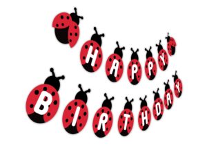 ladybug birthday banner, cute ladybird bday bunting sign, insect theme baby shower decorations