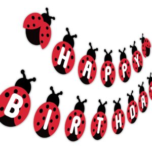 Ladybug Birthday Banner, Cute Ladybird Bday Bunting Sign, Insect Theme Baby Shower Decorations