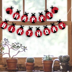 Ladybug Birthday Banner, Cute Ladybird Bday Bunting Sign, Insect Theme Baby Shower Decorations