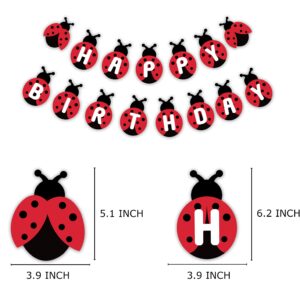 Ladybug Birthday Banner, Cute Ladybird Bday Bunting Sign, Insect Theme Baby Shower Decorations