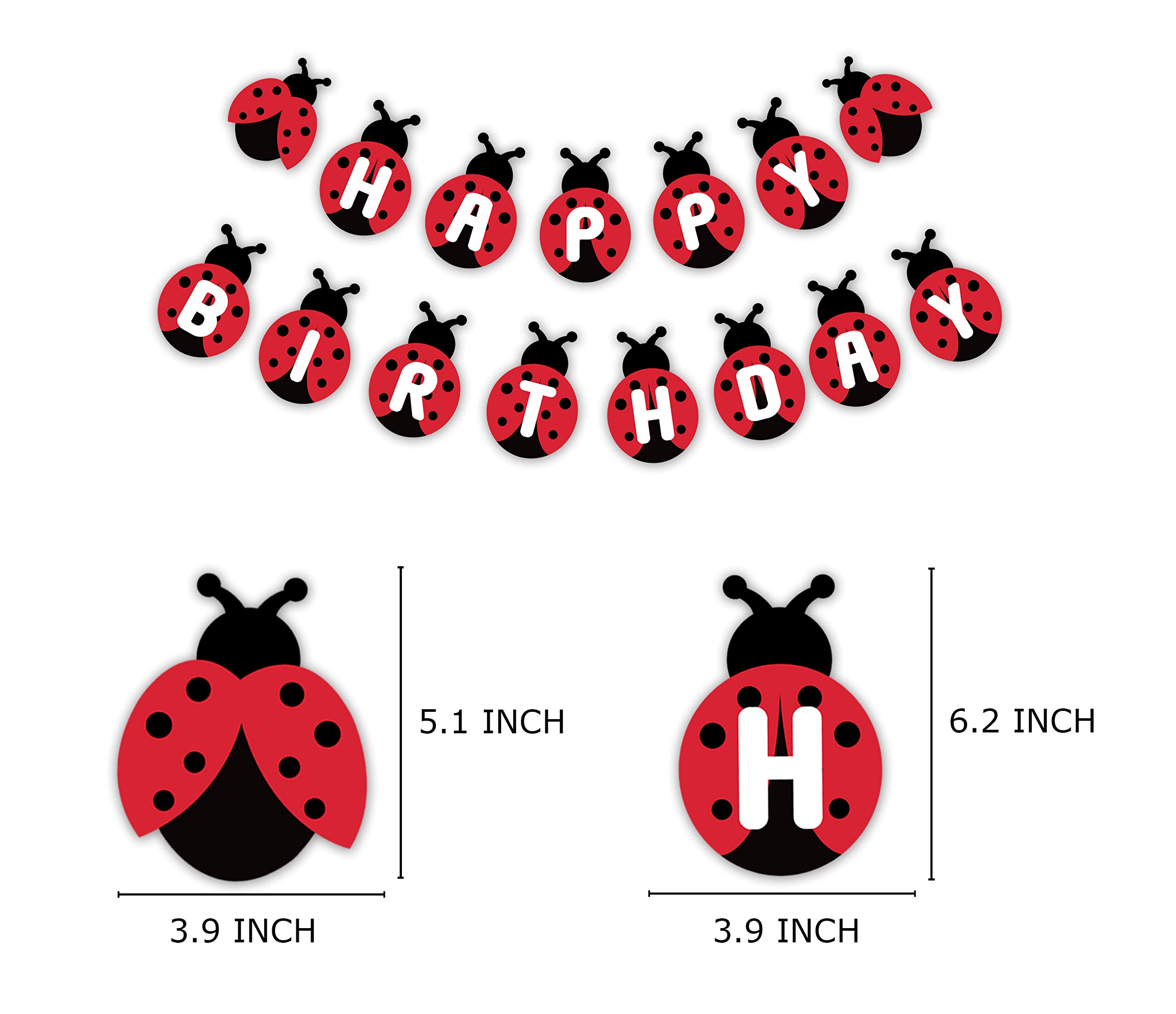 Ladybug Birthday Banner, Cute Ladybird Bday Bunting Sign, Insect Theme Baby Shower Decorations