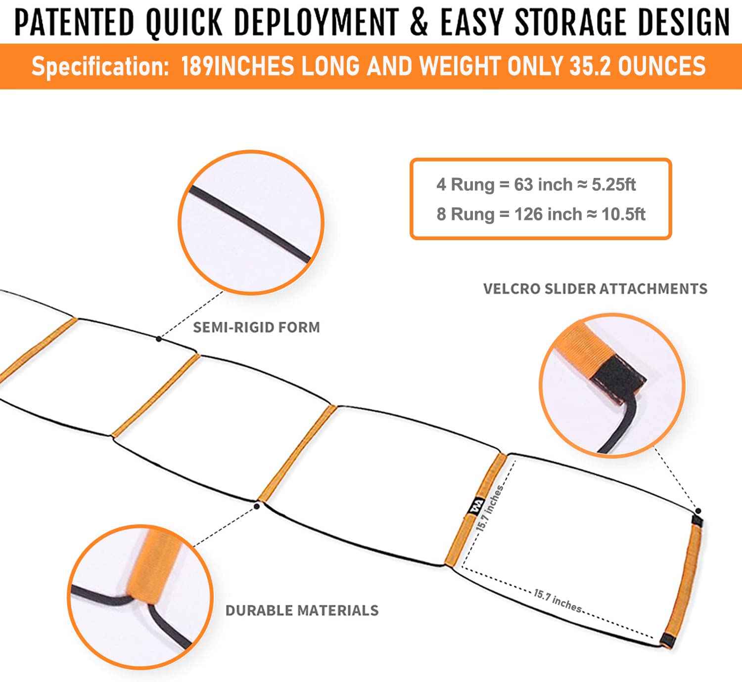 ALPHAWORX All-in-One Agility Ladder Agility Training Equipment Foldable Instant Set-up Tangle-Free Design 8+4 Rung Speed Ladder Workout Ladder with 12 Soccer Cones & 3 Resistance Band & 1 Storage Bag