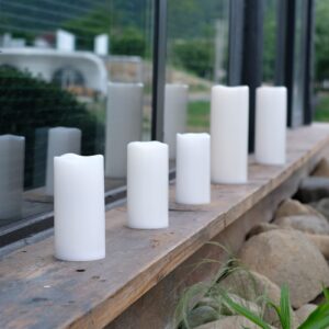 NONNO&ZGF 3X 6'' Outdoor Waterproof Flameless Candles, 3 Pack, Warm White LED Resin Rainproof Pillar Battery Plastic Candle with Remote Control/Timer.