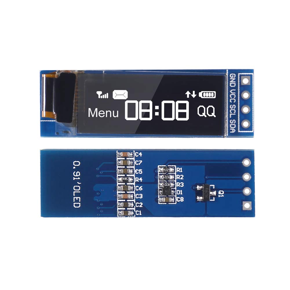 AITRIP 4pcs I2C OLED Display Module 0.91 Inch I2C SSD1306 OLED Display Module White I2C OLED Screen Driver DC 3.3V~5V for Arduino (White)